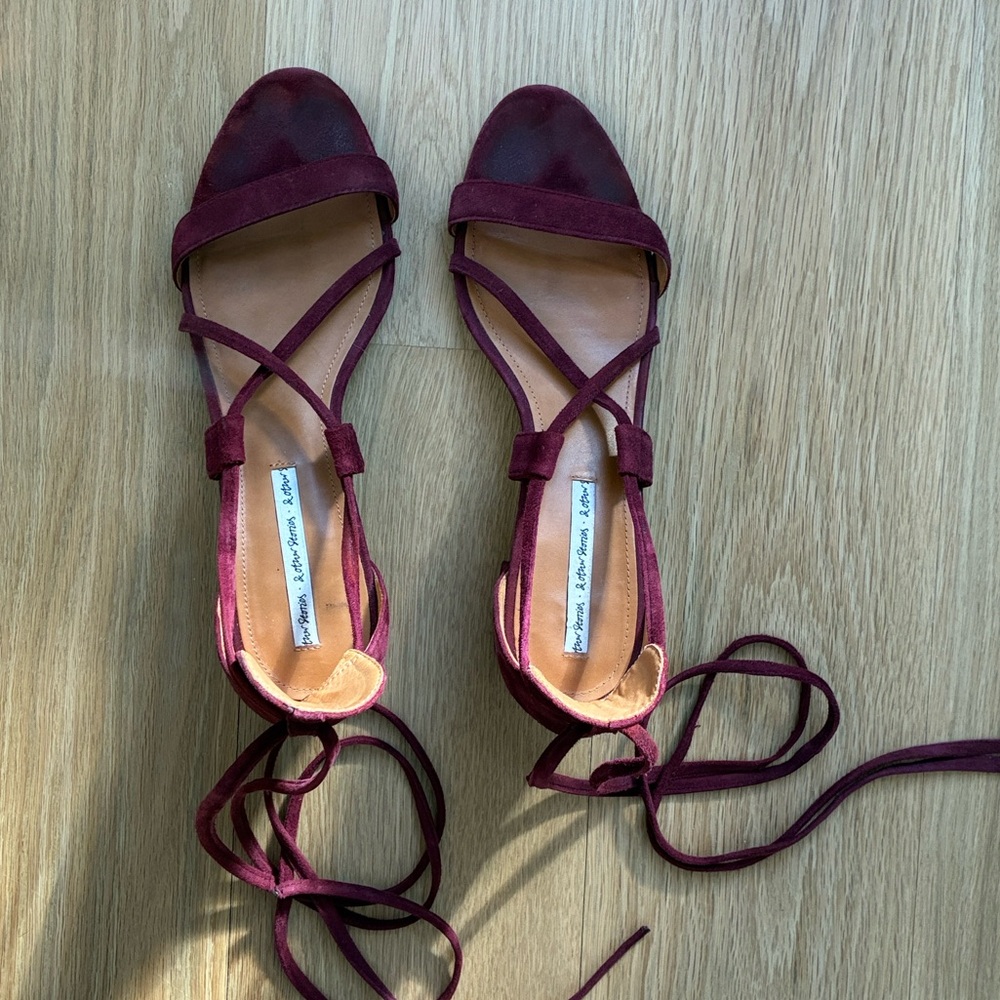 & Other Stories Lace Up Heels in Bordeaux Leather